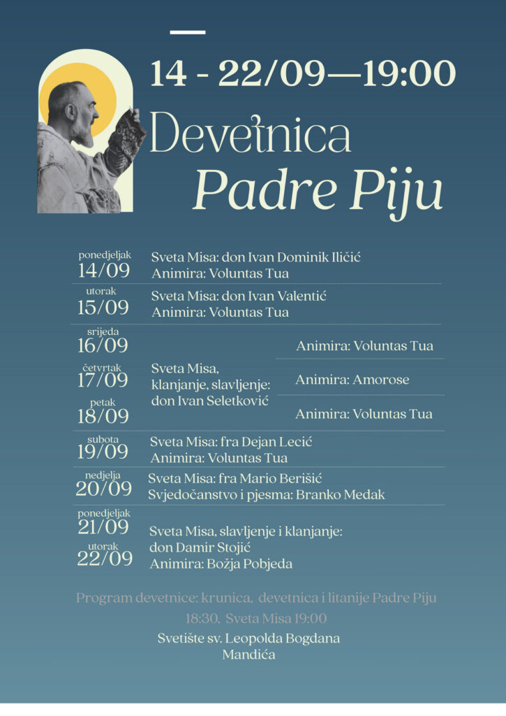 Devetnica pred blagdan sv. Padre Pia 2026.